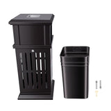 Commercial Outdoor Trash Can, Heavy Duty Stainless Steel Garbage Bin with Lock & Ashtray
