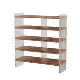 YQJJGL Shoe Rack for Entryway, Solid Wood and Acrylic Structure Shoe Stand, 5-Tier Modern Shoe Shelf, Ideal for Small, Living Room and Walk-in Closet