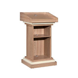 Podium Stand Wood, Solid Wood White Podium Pulpit for Church, Church Lecterns & Podiums with Tilted Desktop