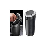 Sandfren Car Trash Can, Leakproof Mini Automotive Garbage Bin Side Door Cup Holder Dustbin with Lid (Black/Silver)