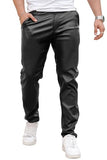 GINGTTO Leather Pants Men Slim Fit Stretch Motorcycle Black 29W30L