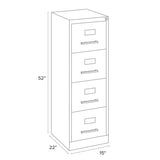 Row 4 Drawers 52" Vertical Black Metal Filing Cabinet Lockable Pre-Assembled Stationary Letter Size for Home