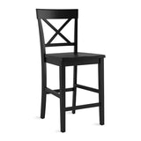 Cozyman Bar Stools Set of 6, 24" Wooden Barstools with X Back, Black