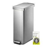 Stainless Steel Step Garbage Can for Kitchen or Home, Space-Saving Garbage Can with Soft Close Lid