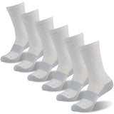 FOOTPLUS 6 Pairs Copper Hiking Running Socks,Crew Cushioned Sole Arch Support Compression Camping Trekking,Moisture Wicking Odor Free Traveling Skiing Socks White, XX-Large
