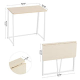 Folding Desk, Small Foldable Desk 31.5" for Small Spaces, Space Saving Computer Table Writing Workstation, Oak