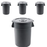 PRO&Family 4 Pack 55 Gallon Gray Round Commercial Trash Can with Lid