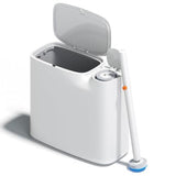 CTIME Bathroom Trash can Set, 2 Gallon White Small Trash Can with Lid, Disposable Toilet Brush, Storage Caddy and 12 Refills