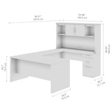 Bestar Logan 66W U or L-Shaped Executive Office Desk with Pedestal and Hutch in Antigua