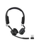 Open-Ear Bluetooth Computer Headset, Noise Cancelling Mic + Mute Button, USB-A Dongle Compatible with PC SHOKZ