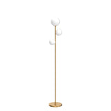 Fiqevs 3 Globe Floor Lamp Mid Century Modern, Gold Standing Lamp with Frosted Glass Shade & LED Bulbs, Tall Pole Light with Foot Switch for Living Room Bedroom Office - Antique Brass
