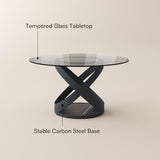 POVISON 51" Modern Round Dining Table, Glass