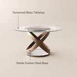POVISON 51" Modern Round Dining Table, Glass Round Kitchen Table for 4