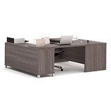 Bestar Pro-Linea 72W U-Shaped Executive Desk in Bark Grey