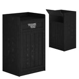 40 Gallon Restaurant Trash Can Cabinet, Wooden Commercial Trash Can with Tray Holder
