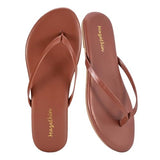 mazeskin Womens Memory Foam Flip Flops Thong Sandals Light Brown US8