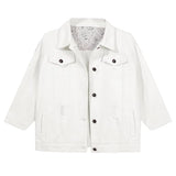 Hixiaohe Spring Summer Jean Jacket for Women Trendy Half Sleeve Button Down Short Denim Jacket Retro Cropped Trucker Coat