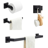 Bathroom Accessories Sets 4pcs Wall Mount Towel Bar Robe Hooks Toilet Paper Roll Holder PIZZZENO