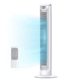 DREO Tower Fans for Bedroom, 90°Oscillating Fans for indoors,5 Speeds 4 Modes Max 26ft/s, 12H Timer, LED Display with Touch, Remote, 40" Quiet Bladeless Standing Floor Fan for Home Office, White