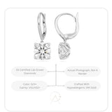 1/2 to 4 Carat Lab Grown Diamond Round Dangle Drop Earrings for Women