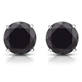 1/2 to 2 Carat Black Diamond Round Stud Earrings