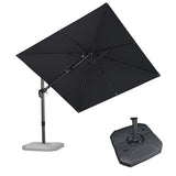 PURPLE LEAF 8.8' X 8.8' Left-right Tilt Patio Umbrella with Base Outdoor Cantilever Swivel Square Umbrella, Grey