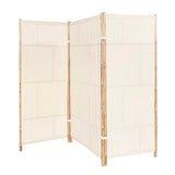 Handcrafted Bamboo 3 Panel Folding Room Divider Privacy Screen, Freestanding 6 Feet Tall Decorative Room Separator, Ecru 100% Cotton Fabric Statra