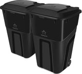Trash Can With Lid - Ultimate Strength 32 Gallon Wheeled Garbage Can Trash Container, 2 Pack