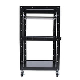 Steel AV Cart on Wheels with Pull-Out Keyboard Tray, 4-Tier Height Adjustable Rolling Media Cart