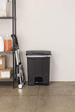 Safco Step-On Indoor Plastic Trash Can for Home & Commercial Use, Hands-Free Disposal, 23 Gallon, Black Safco