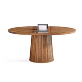Oval Conference Table, 55.11 Inches Wood Meeting Table for 6 People, Rustic Meeting Seminar Boardroom Table with Wood Base (Brown)