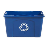 Rubbermaid Commercial Products, Recycling Bin/Box for Paper and Packaging, Stackable, 18 GAL, Blue