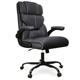 Executive Office Chair with Flip-up Armrests,Ergonomic Computer Desk Chairs,Mid-Tall Back Leather Office Chair 400 Lbs