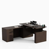 66.93'' L Shaped Executive Standing Desk with Pre-Assembled Frame & Lockable Cabinets