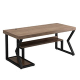 IKVODEOS Computer Desk Modern Metal Solid Wood Computer Desk, Home Office Writing and Reading Workstation