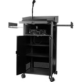 Pemberly Row Sound Lectern, Modern Metal Multimedia Podium with Storage Shelves