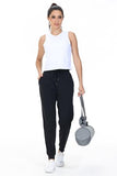Athletic Joggers for Women with pockets Workout Running Track Pants Work Golf Gym Active Sport Sweatpants Comfy Cropped Lightweight Lounge Casual Travel Jogger Outfits Trendy Clothes 27" Black S
