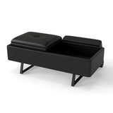 Waiting Room Bench with Storage, 2-seat Black Waiting Room Chair