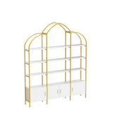 Semoic Arched Bookshelves and Bookcases: Triple Wide 5-Tier Large Open Bookshelf