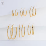 Solid 14K Gold Square-Tubed Round Hoop Earrings for Women