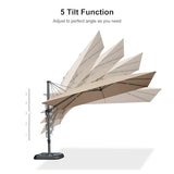 PURPLE LEAF 11' X 8' Left-right Tilting Patio Umbrella Outdoor Cantilever Swivel Rectangle Umbrella with Tilt Aluminum Offset Umbrella with 360-degree Rotation for Garden Deck Pool Patio Beige