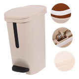 Cabilock Large Plastic Trash Can, 13 Gallon Capacity, Khaki Color, with Lid