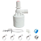 Aopchry Chicken Waterer Float Valve Kit - Top Inlet, Compatible with Various Chicken Water Cups & Nipples, Includes Fixing Clip, 4 Hose Clamps, Raw Tape, 1/2 to 3/4 Inch Adapter
