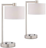 360 Lighting Colby Modern Desk Table Lamps 21" High Set of 2 with Hotel Style USB and AC