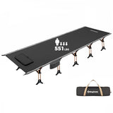 KingCamp Oversized XXL Camping Cot, Folding Portable Lightweight Ultralight Large Wide Heavy Duty 551lbs Sleeping Bed for Adult Backpacking Outdoor Travel Hiking Tent, Black