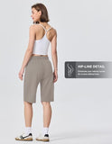 SPECIALMAGIC Bermuda Sweat Shorts Women with Pockets Cotton 12 Inch Athletic Lounge Workout Shorts,Pure Taupe,M