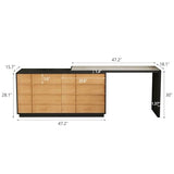 Modern L-Shaped Writing Desk with 8 Drawers, Large Computer Desk