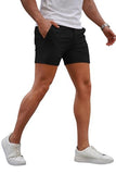 GINGTTO Mens Slim Fit Shorts Skinny Chino Short Tapered Leg Stretch (Black,28-5'')