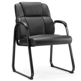 Waiting Room Guest Chair Set of 8, Leather Stationary Office Reception Chairs No Wheel