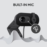 Logitech Brio 101 Full HD 1080p Webcam for Meetings, Streaming, Desktop, Laptop, PC - Built-in Mic, Shutter, USB-A,-Black